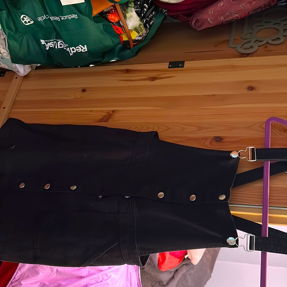 Black Denim Overall Dress